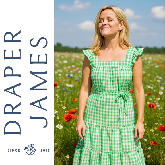 Draper James Dresses & Skirts - Draper James Green Gingham Midi Dress
